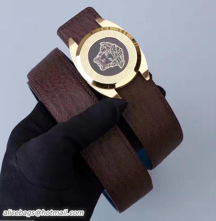 Pretty Style Versace Calfskin Leather Watch Style Round Buckle Belt(99-722109)