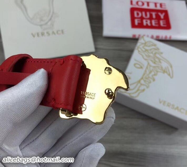 Best Product Versace Width 3cm Palazzo Belt With Medusa Buckle 602312 Red/Gold