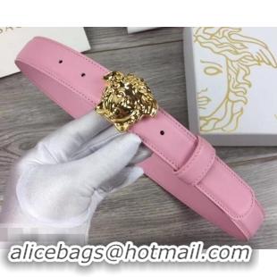 Popular Style Versace Width 3cm Palazzo Belt With Medusa Buckle 602312 Pink/Gold