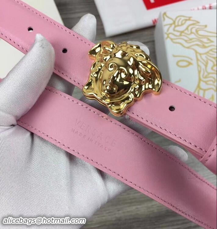 Popular Style Versace Width 3cm Palazzo Belt With Medusa Buckle 602312 Pink/Gold