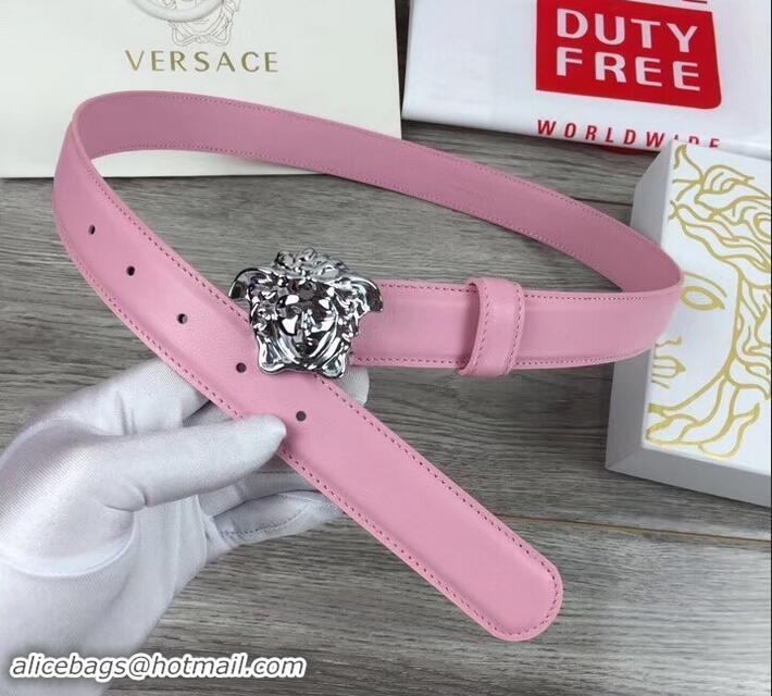 Good Quality Versace Width 3cm Palazzo Belt With Medusa Buckle 602312 Pink/Silver