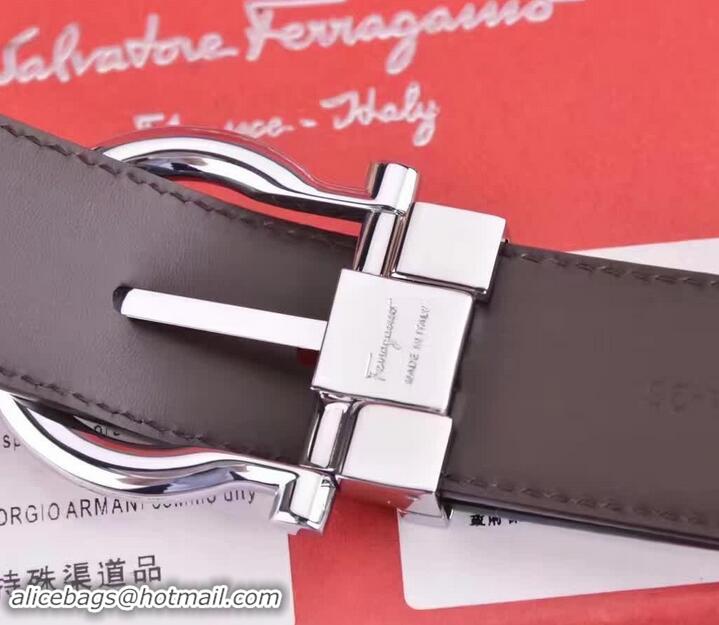 Sumptuous Ferragamo Men Adustable Antique Nickel Buckle Belt in Calfskin(99-722111) 