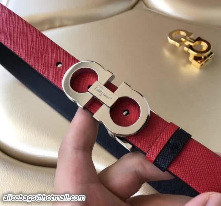 Duplicate Ferragamo Saffiano Calf Leather Belt 25mm Width 602342 Red