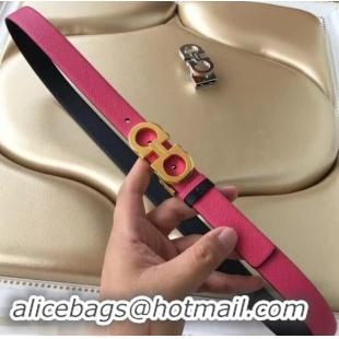 Pretty Style Ferragamo Saffiano Calf Leather Belt 25mm Width 602342 Hot Pink