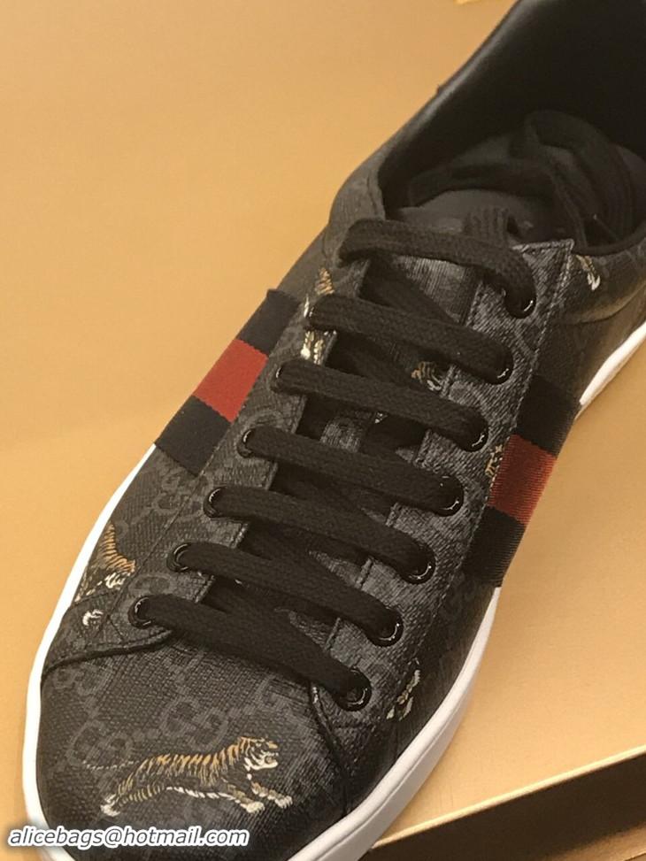 Grade Quality Gucci Ace Leather Low-Top Sneakers Web Signature G89631 Black