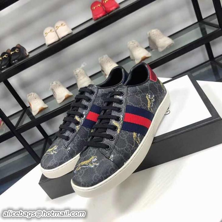 Grade Quality Gucci Ace Leather Low-Top Sneakers Web Signature G89631 Black