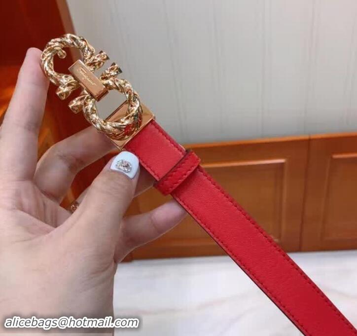 Most Popular Ferragamo Calfskin Belt 20mm Width 602343 Red