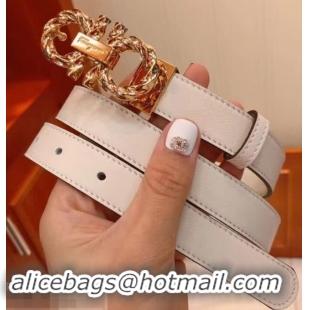 Good Quality Ferragamo Calfskin Belt 20mm Width 602343 White