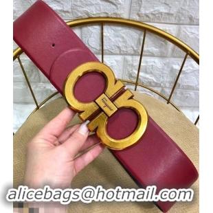 Grade Quality Ferragamo Width 7cm High Waist Gancini Belt 602344 Burgundy