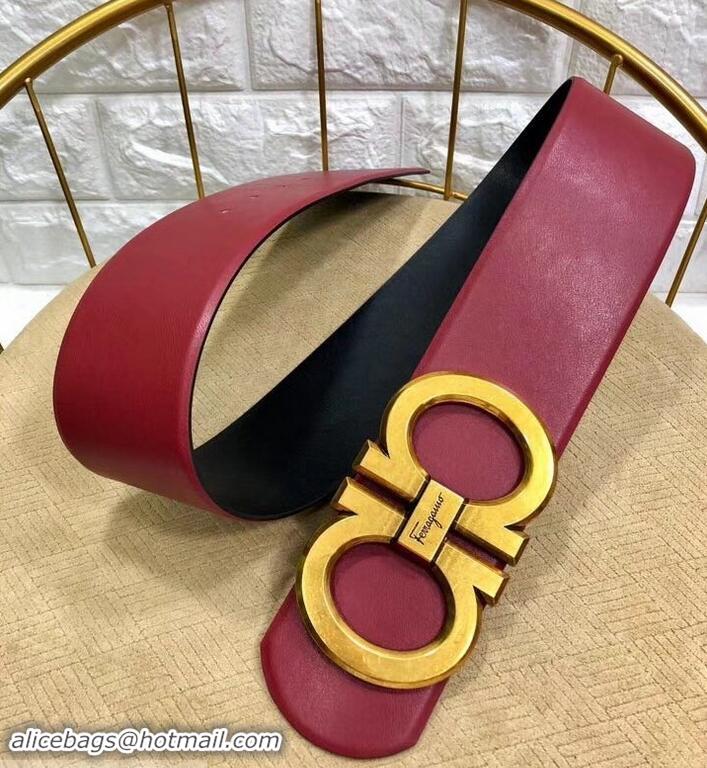 Grade Quality Ferragamo Width 7cm High Waist Gancini Belt 602344 Burgundy