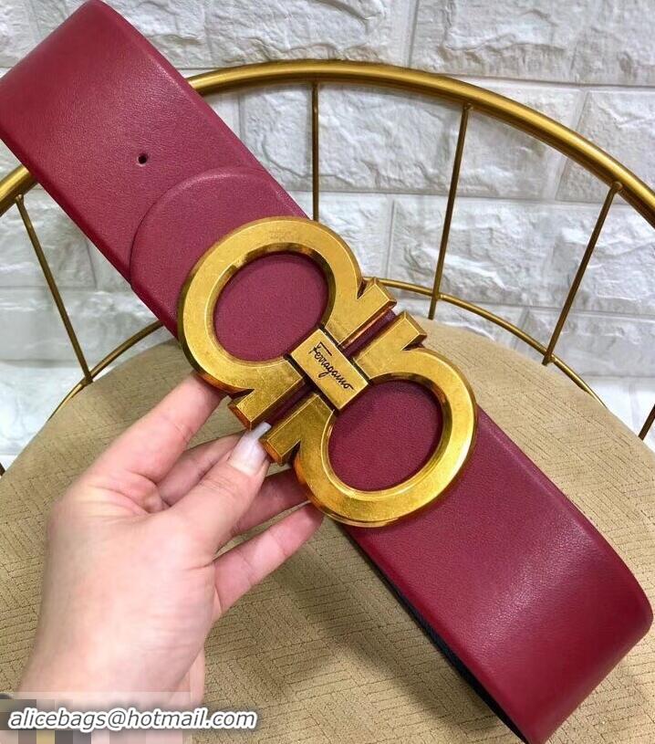 Grade Quality Ferragamo Width 7cm High Waist Gancini Belt 602344 Burgundy