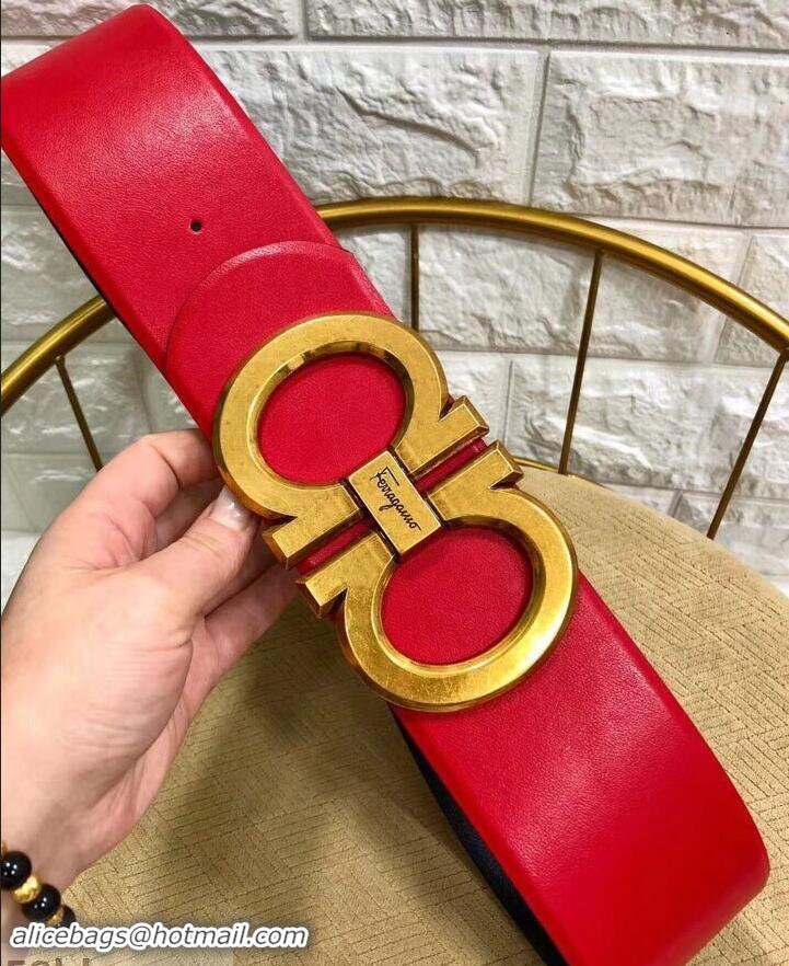 Well Crafted Ferragamo Width 7cm High Waist Gancini Belt 602344 Red