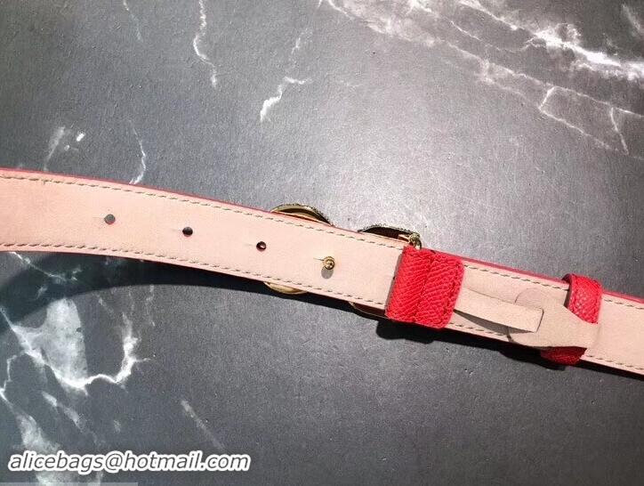 Famous Dolce & Gabbana Width 2.5cm Dauphine Calfskin Belt Red with Gold Crystals Logo 602348