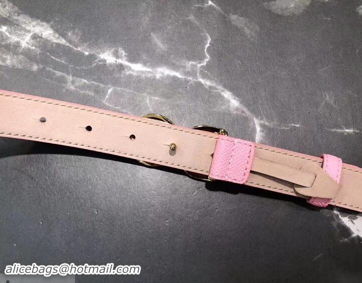 Shop Cheap Dolce & Gabbana Width 2.5cm Dauphine Calfskin Belt Pink with Gold Crystals Logo 602350