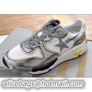 New Style Golden Goose Deluxe Brand GGDB Running Sole Sneakers GD9334 White/Silver 2019