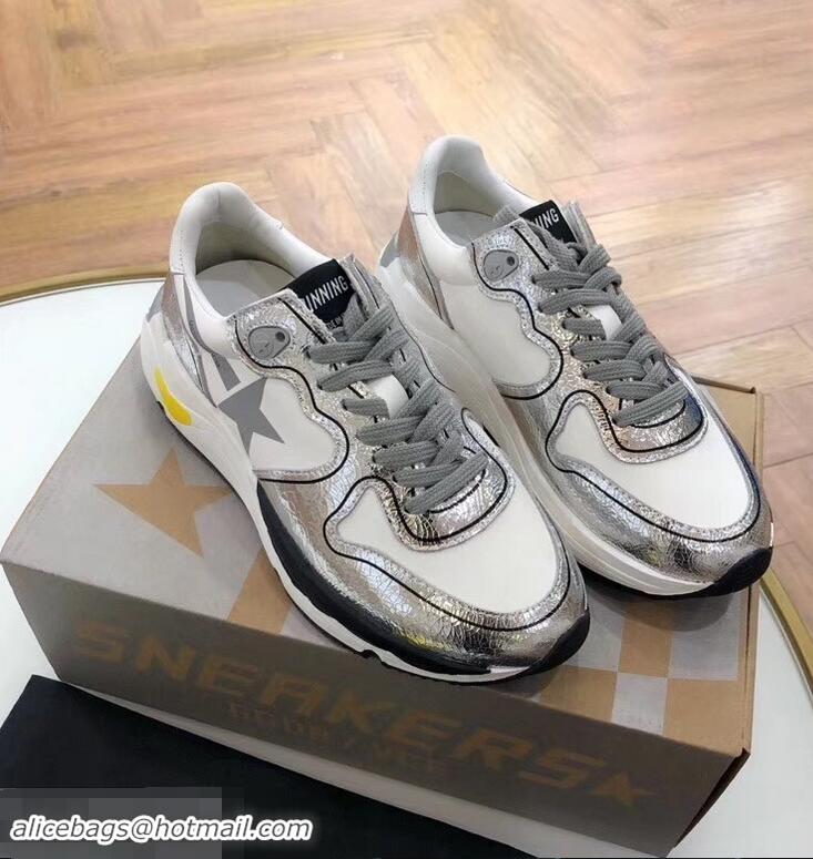 New Style Golden Goose Deluxe Brand GGDB Running Sole Sneakers GD9334 White/Silver 2019