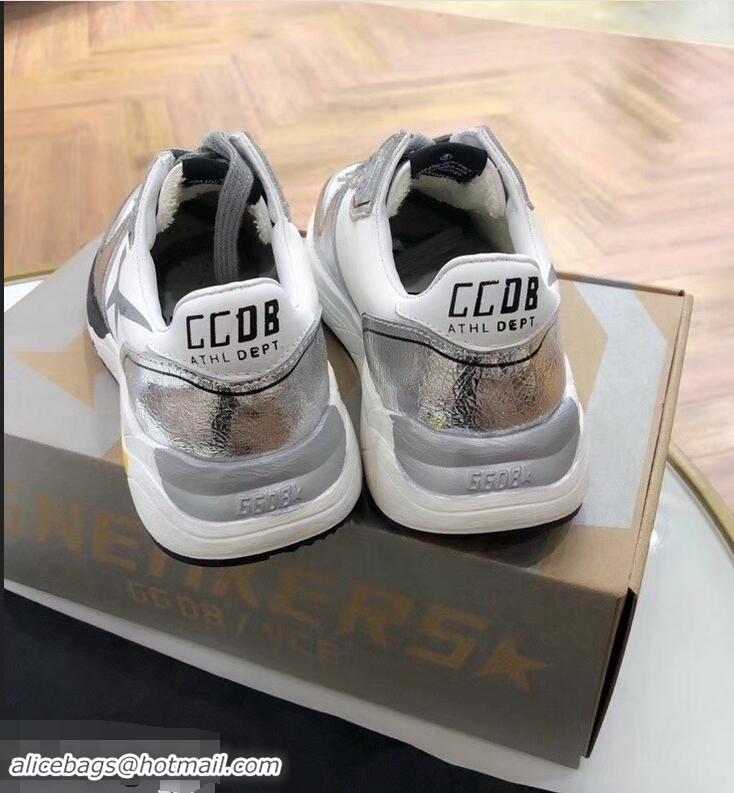 New Style Golden Goose Deluxe Brand GGDB Running Sole Sneakers GD9334 White/Silver 2019