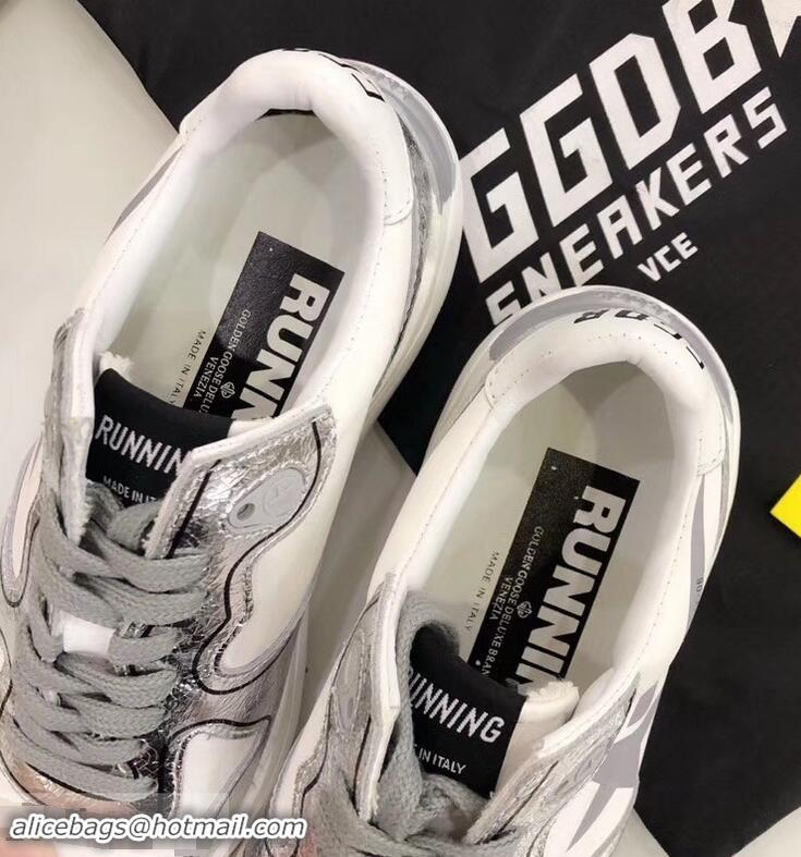 New Style Golden Goose Deluxe Brand GGDB Running Sole Sneakers GD9334 White/Silver 2019