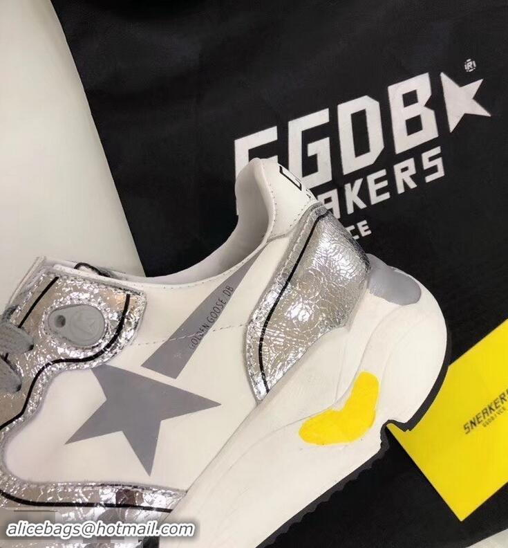 New Style Golden Goose Deluxe Brand GGDB Running Sole Sneakers GD9334 White/Silver 2019