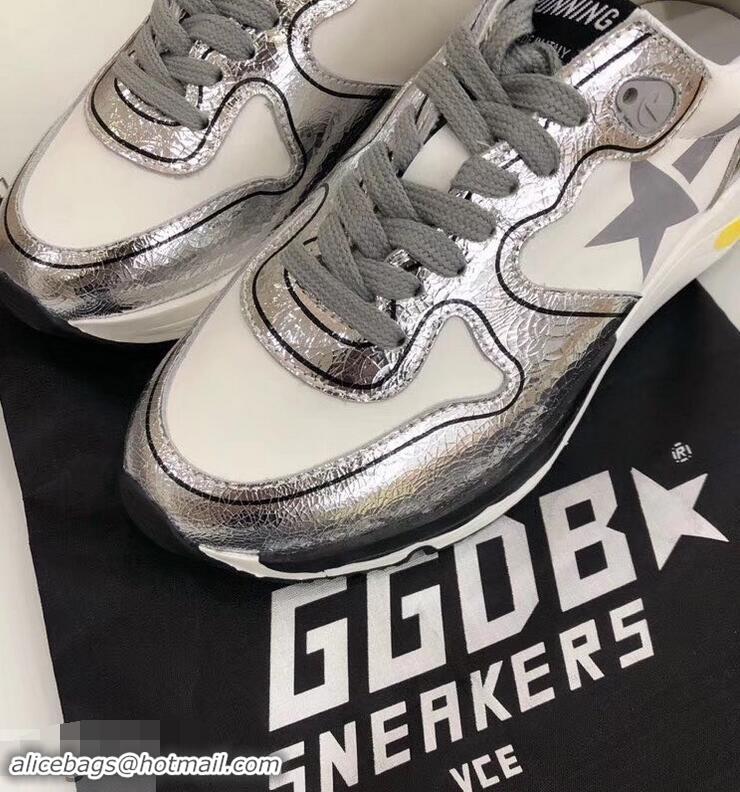 New Style Golden Goose Deluxe Brand GGDB Running Sole Sneakers GD9334 White/Silver 2019