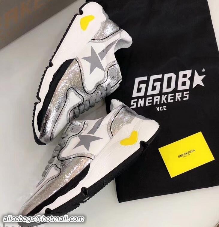 New Style Golden Goose Deluxe Brand GGDB Running Sole Sneakers GD9334 White/Silver 2019