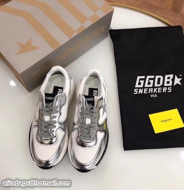 New Style Golden Goose Deluxe Brand GGDB Running Sole Sneakers GD9334 White/Silver 2019