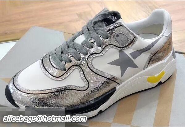 New Style Golden Goose Deluxe Brand GGDB Running Sole Sneakers GD9334 White/Silver 2019