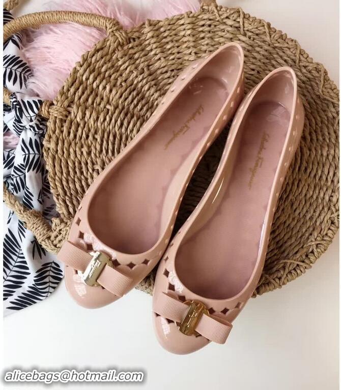 Fashion Ladies Ferragamo Cut-out Varina Ballet Flat F85534 Nude 2018