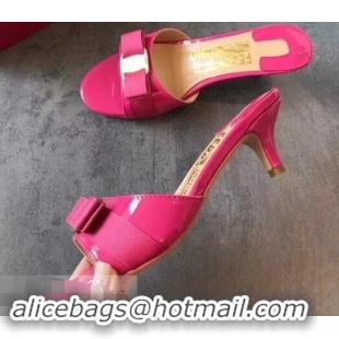 Imitation Bulk Ferragamo Heel 6cm Vara Bow Slide Sandals F94901 Fuchsia 2019