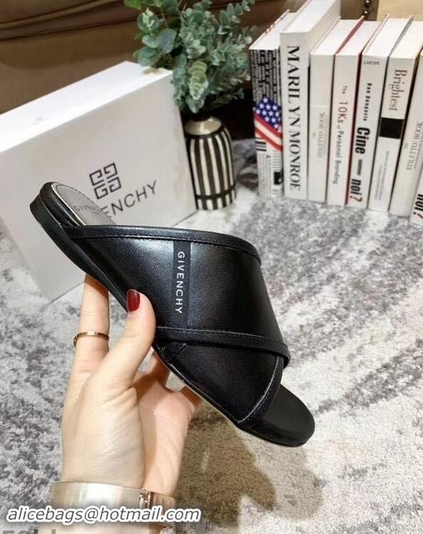 Hot Sell Givenchy Crossover Logo Flat Sandals G93706 Black 2019