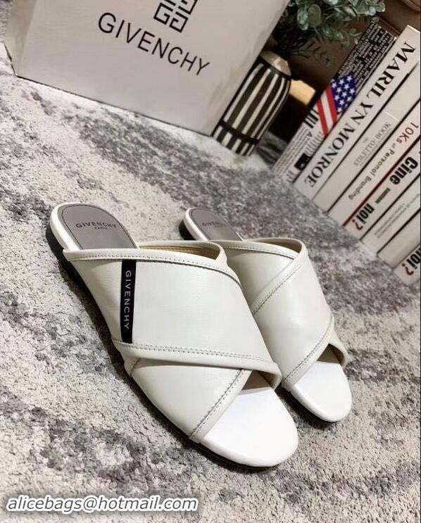 Shop Cheap Givenchy Crossover Logo Flat Sandals G93706 White 2019