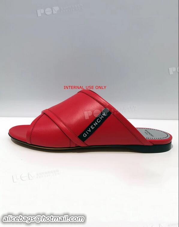 Hot Sell Givenchy Crossover Logo Flat Sandals G93706 Red 2019