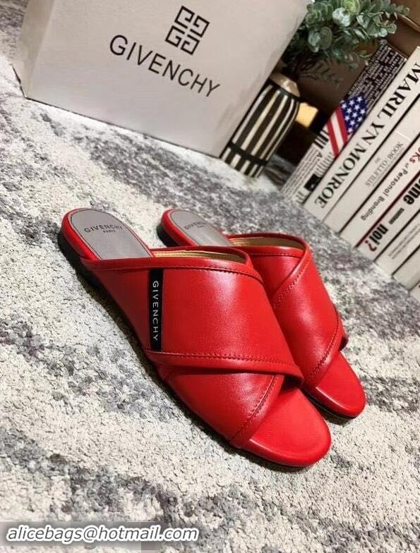 Hot Sell Givenchy Crossover Logo Flat Sandals G93706 Red 2019