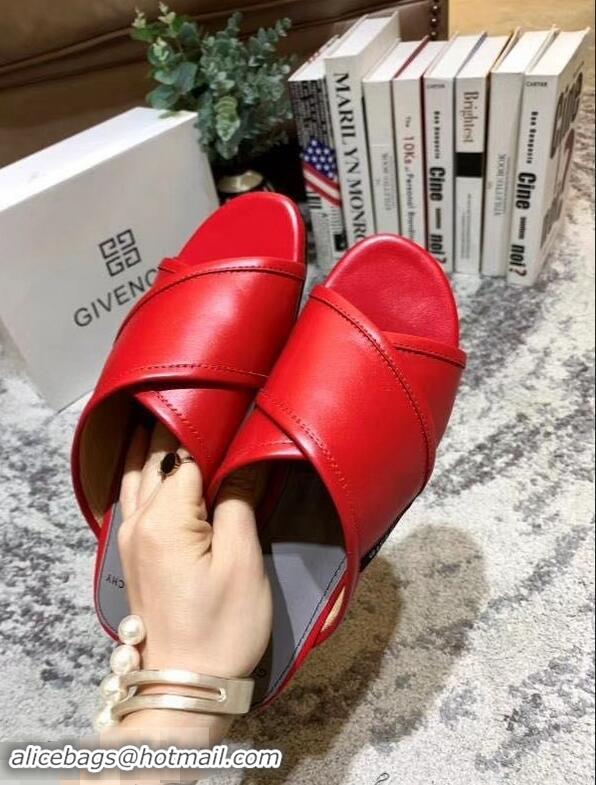 Hot Sell Givenchy Crossover Logo Flat Sandals G93706 Red 2019