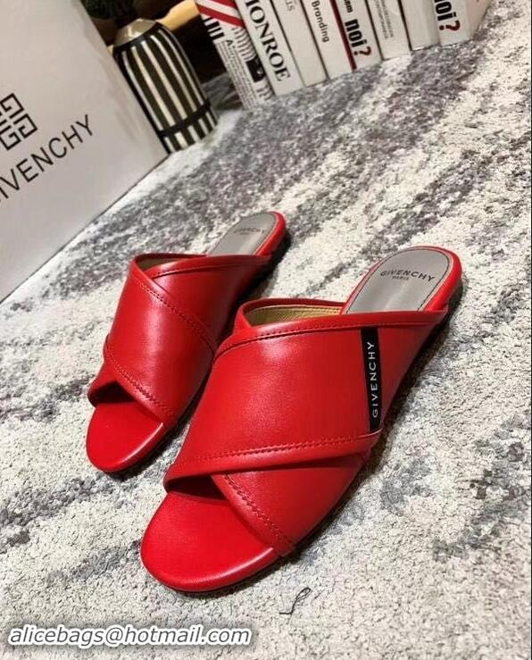 Hot Sell Givenchy Crossover Logo Flat Sandals G93706 Red 2019