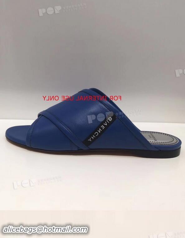 Imitation Givenchy Crossover Logo Flat Sandals G93706 Blue 2019