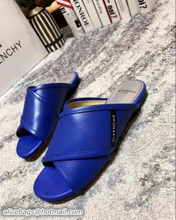 Imitation Givenchy Crossover Logo Flat Sandals G93706 Blue 2019