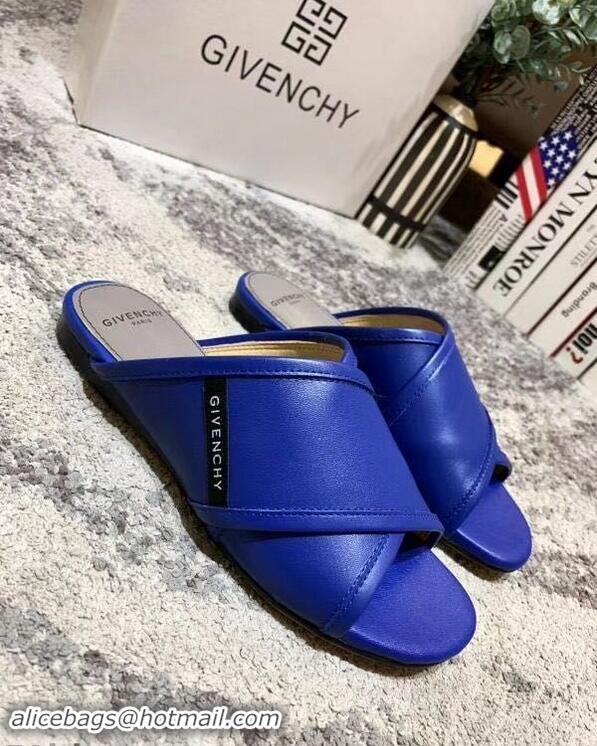 Imitation Givenchy Crossover Logo Flat Sandals G93706 Blue 2019