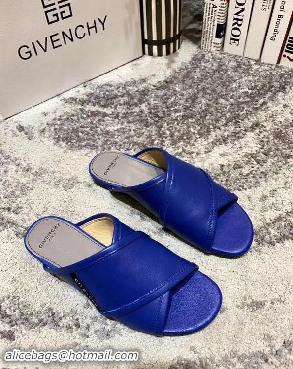 Imitation Givenchy Crossover Logo Flat Sandals G93706 Blue 2019