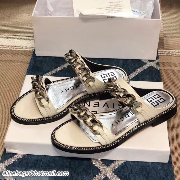 Imitation Givenchy Double-Chain Jelly Flat Sandals G93803 White 2019