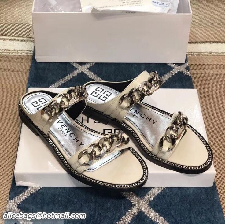 Imitation Givenchy Double-Chain Jelly Flat Sandals G93803 White 2019