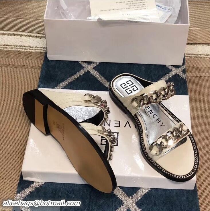 Imitation Givenchy Double-Chain Jelly Flat Sandals G93803 White 2019