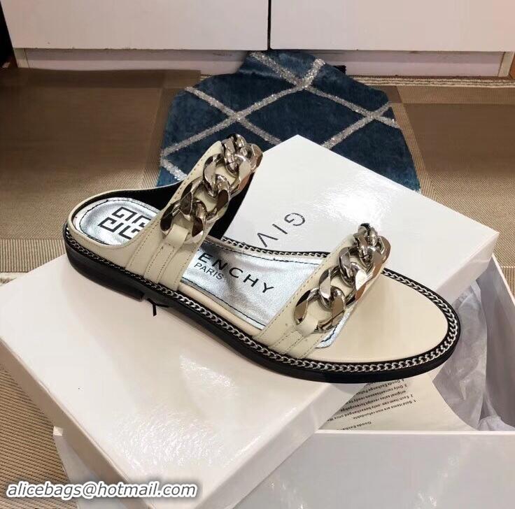 Imitation Givenchy Double-Chain Jelly Flat Sandals G93803 White 2019