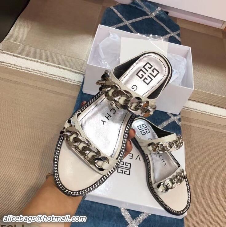 Imitation Givenchy Double-Chain Jelly Flat Sandals G93803 White 2019