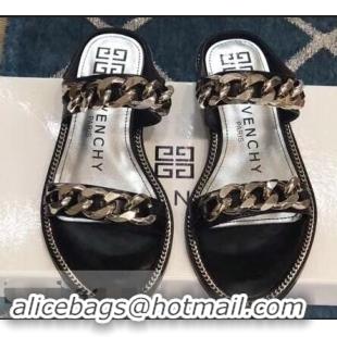 Grade Imitation Givenchy Double-Chain Jelly Flat Sandals G93803 Black 2019