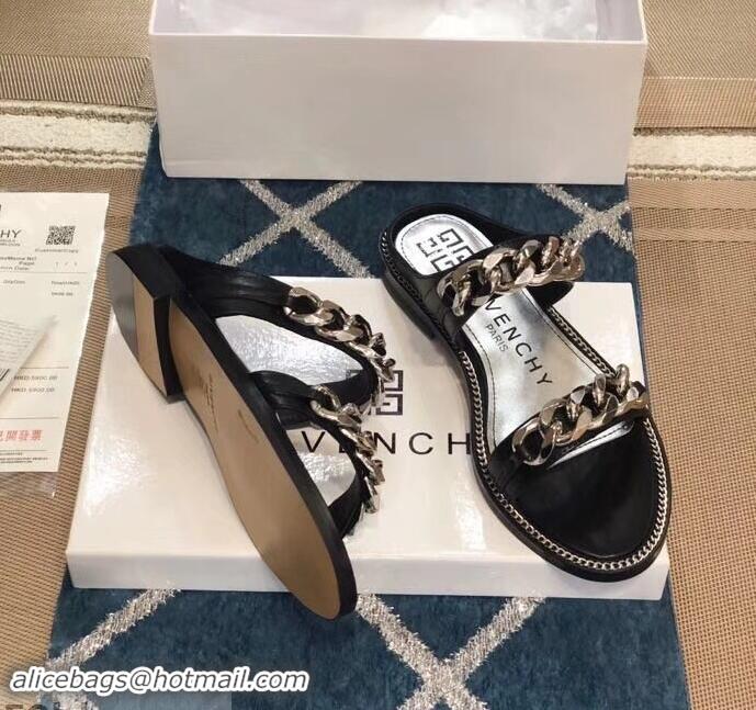 Grade Imitation Givenchy Double-Chain Jelly Flat Sandals G93803 Black 2019