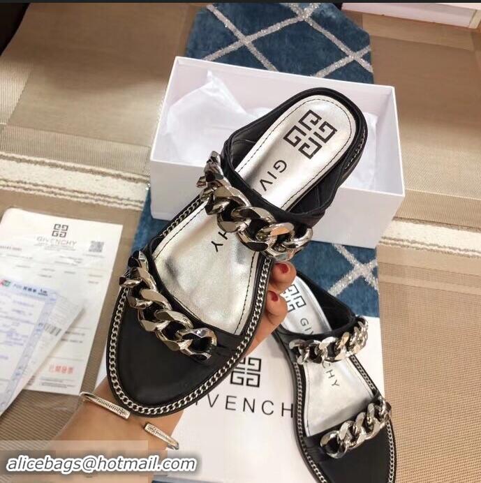 Grade Imitation Givenchy Double-Chain Jelly Flat Sandals G93803 Black 2019