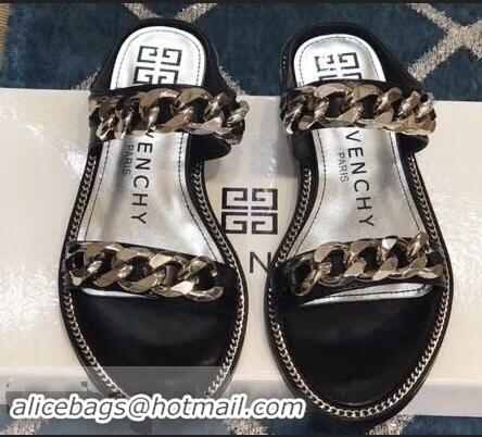 Grade Imitation Givenchy Double-Chain Jelly Flat Sandals G93803 Black 2019