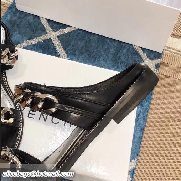 Grade Imitation Givenchy Double-Chain Jelly Flat Sandals G93803 Black 2019