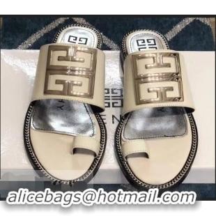 Buy Luxury Givenchy 4G Logo Chain Around Flat Sandals G93805 White 2019